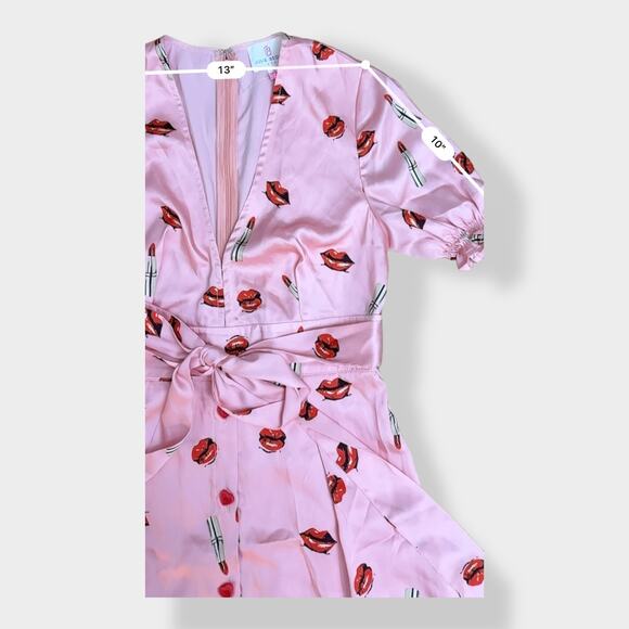 JB Julie Brown NWOT Pink Kisses and Lipstick Satin Dress Size 2 - Picture 5 of 8